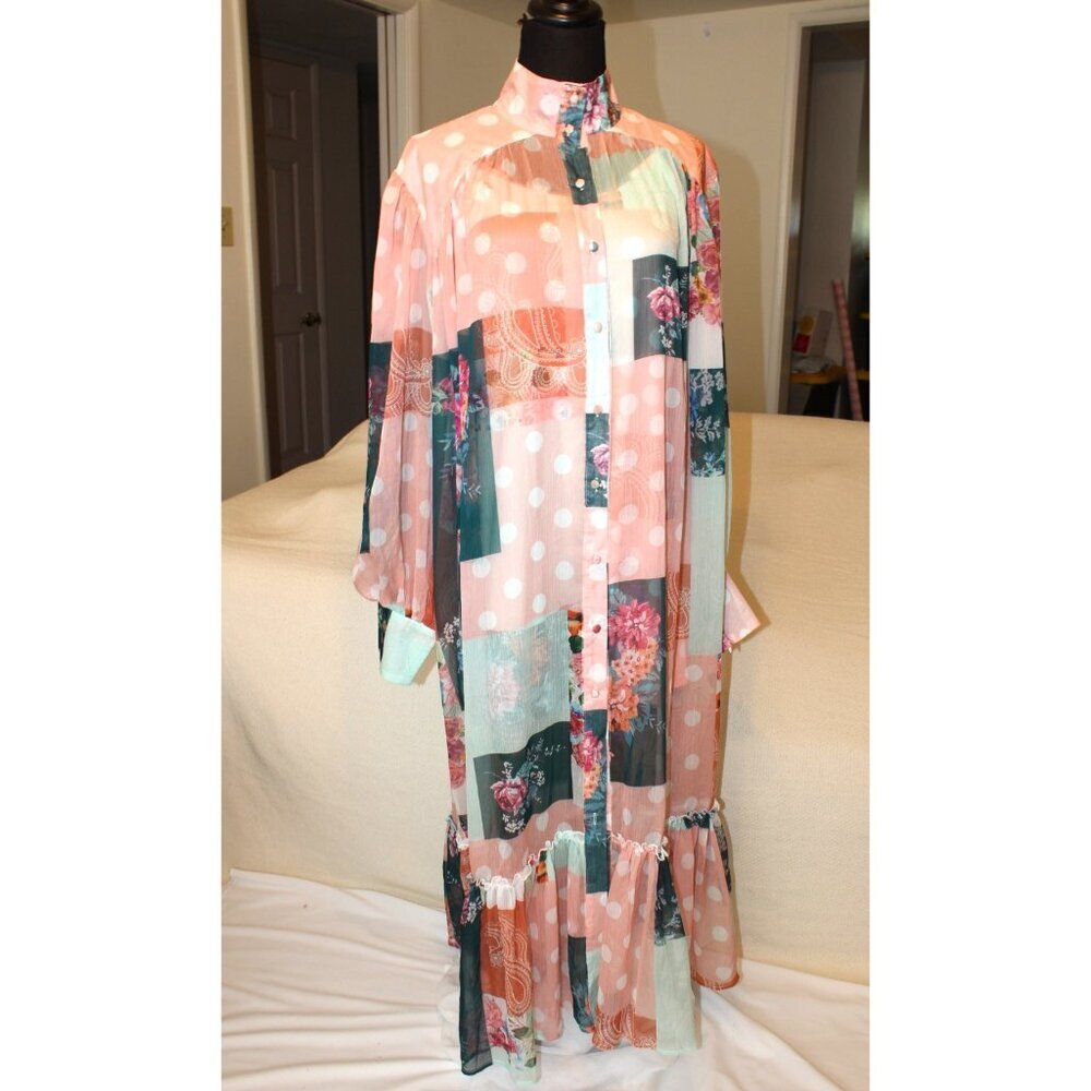 Beulah Boutique J Renee Floral Boho maxi dress Large Two pieces sheer Fairy - Picture 6 of 7